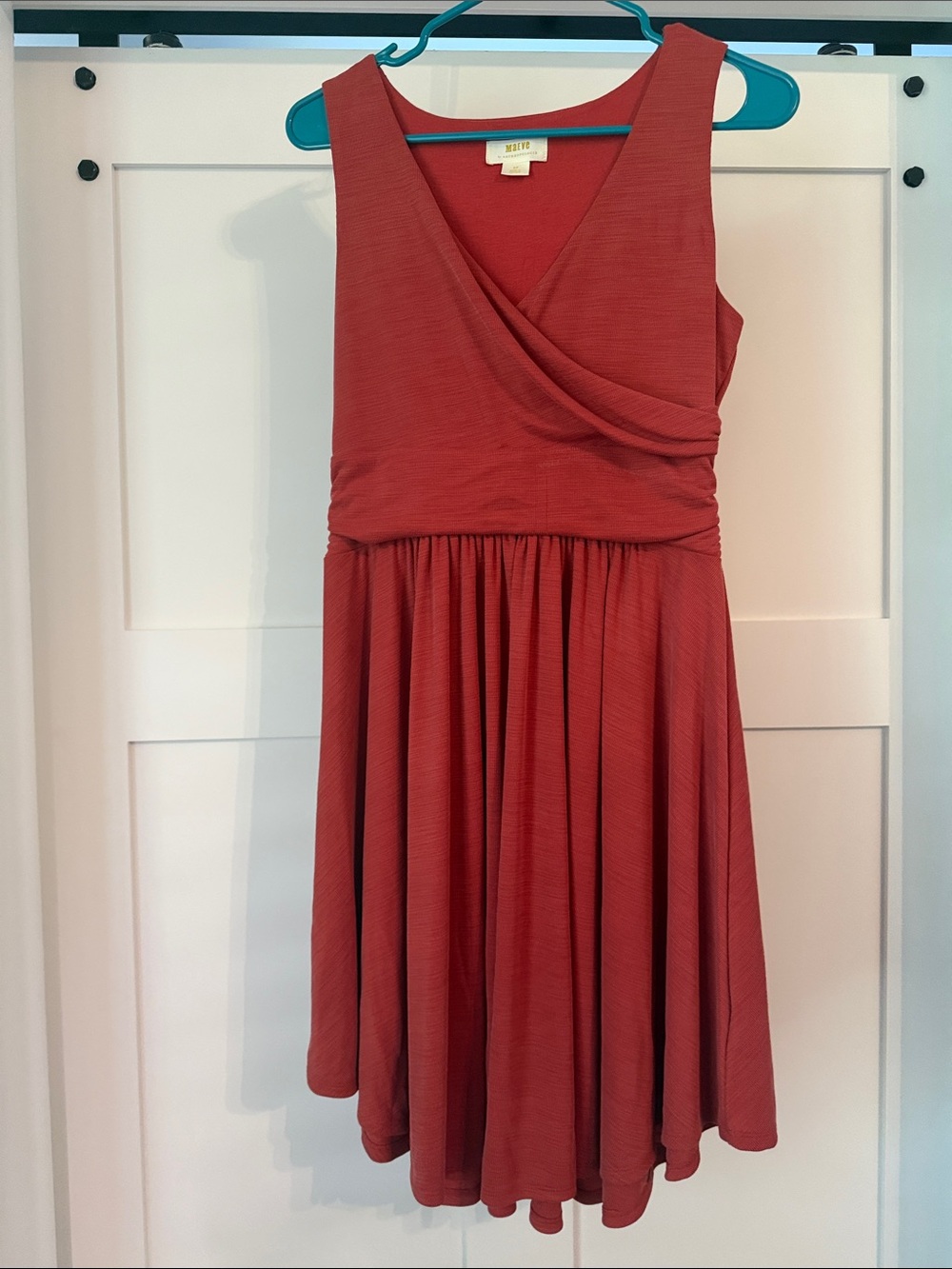 Anthropologie Rust Sleeveless Faux-Wrap Midi Dress